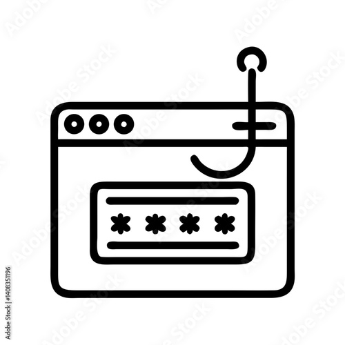 Browser with Hooked Password Icon Representing Credential Theft and Phishing Attack