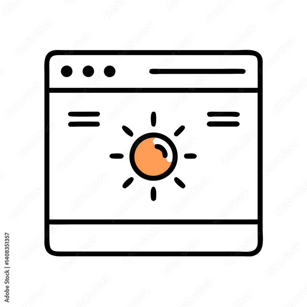 Browser with Sun Icon Representing Secure and Safe Internet Access Browser with Sun Icon Representing Secure and Safe Internet Access