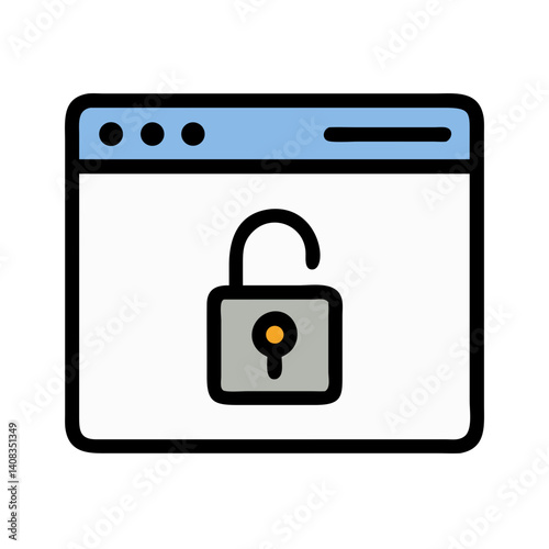 Browser with Unlocked Padlock Icon Representing Unsecured Connection and Data Vulnerability