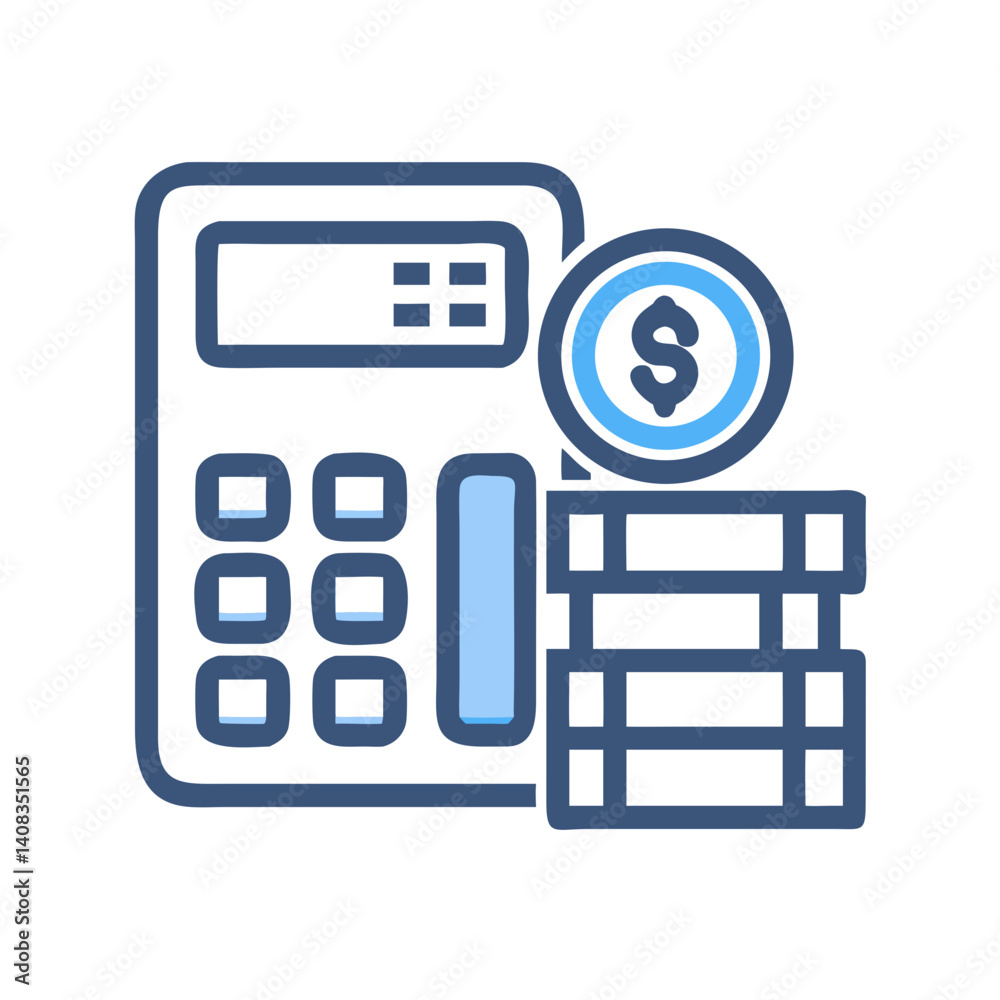 Calculator with Money Icon Representing Financial Calculation and Budgeting Calculator with Money Icon Representing Financial Calculation and Budgeting