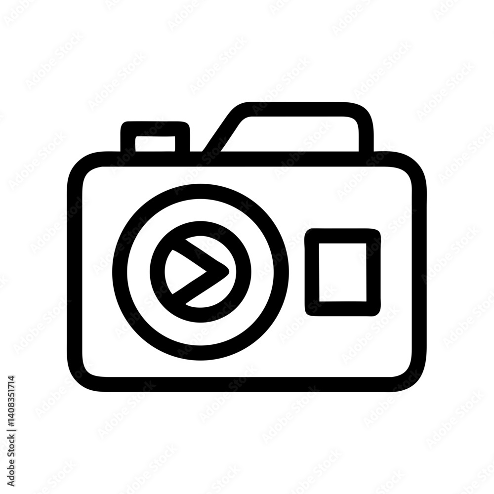 Camera with Play Button Icon Representing Video Recording and Media Playback Camera with Play Button Icon Representing Video Recording and Media Playback
