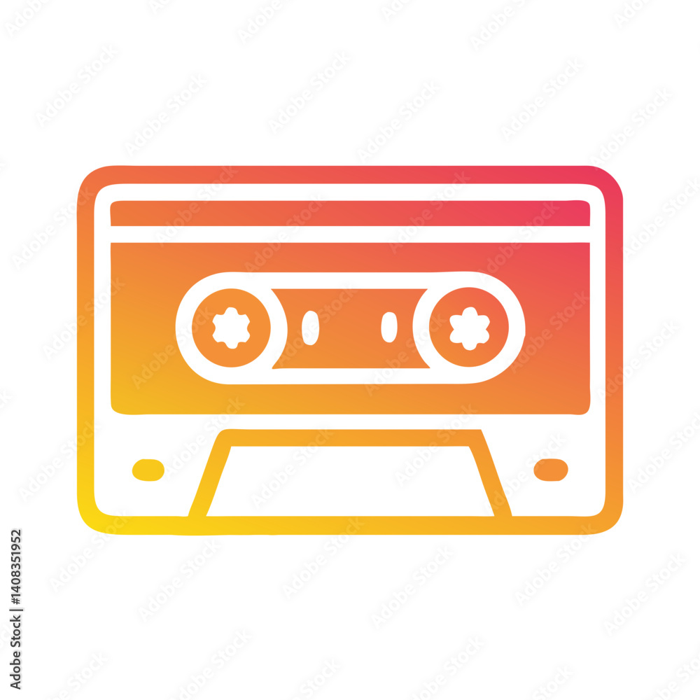 Cassette Tape Icon Representing Retro Audio Media and Vintage Music Playback Cassette Tape Icon Representing Retro Audio Media and Vintage Music Playback