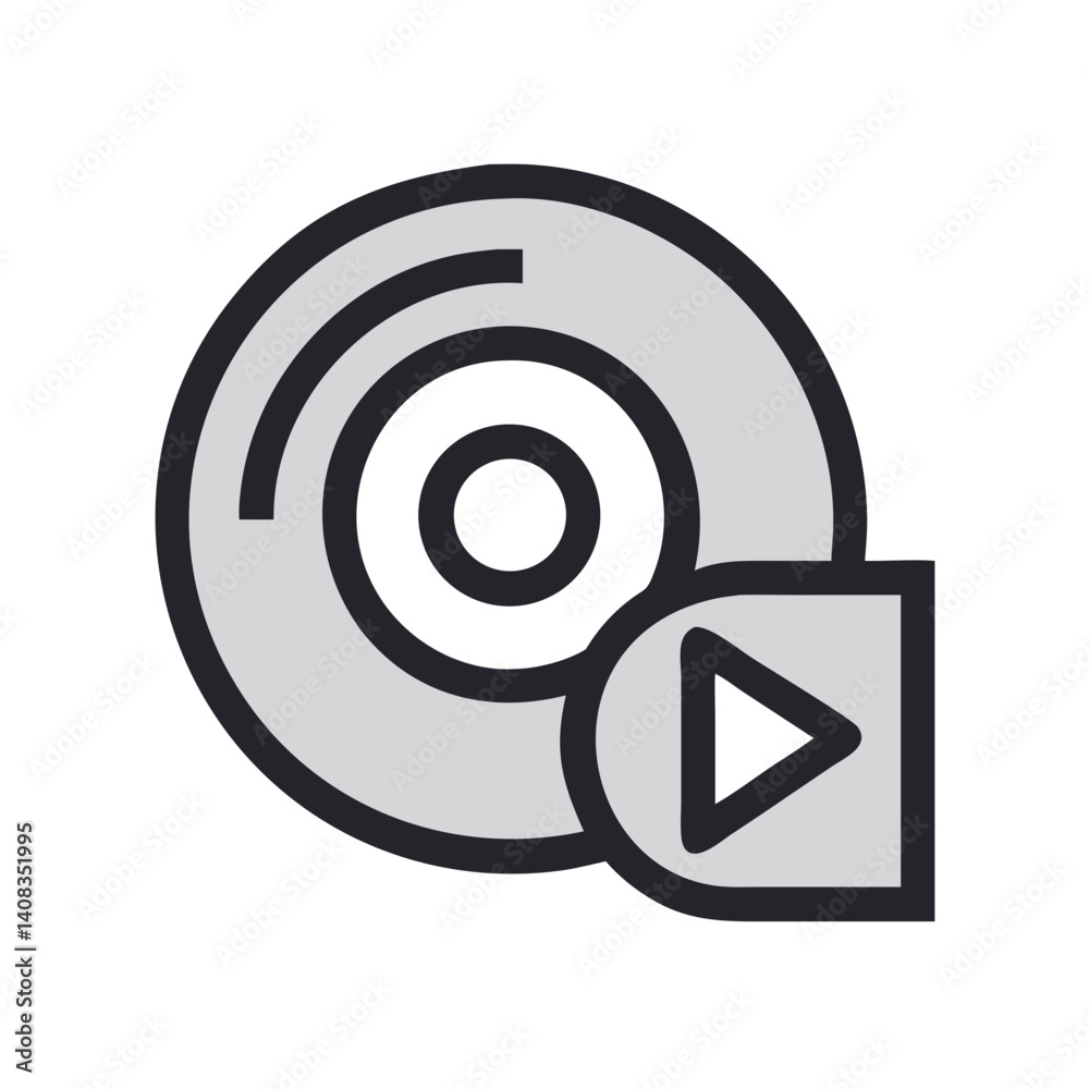CD Disc with Play Button Icon Representing Optical Media and Music Playback CD Disc with Play Button Icon Representing Optical Media and Music Playback
