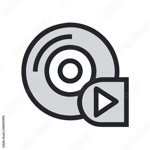 CD Disc with Play Button Icon Representing Optical Media and Music Playback