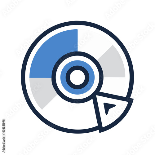 CD Disc with Play Button Icon Representing Optical Media and Music Playback