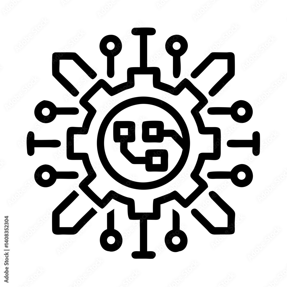Circuit Gear Icon Representing Technology Innovation and Engineering Progress Circuit Gear Icon Representing Technology Innovation and Engineering Progress