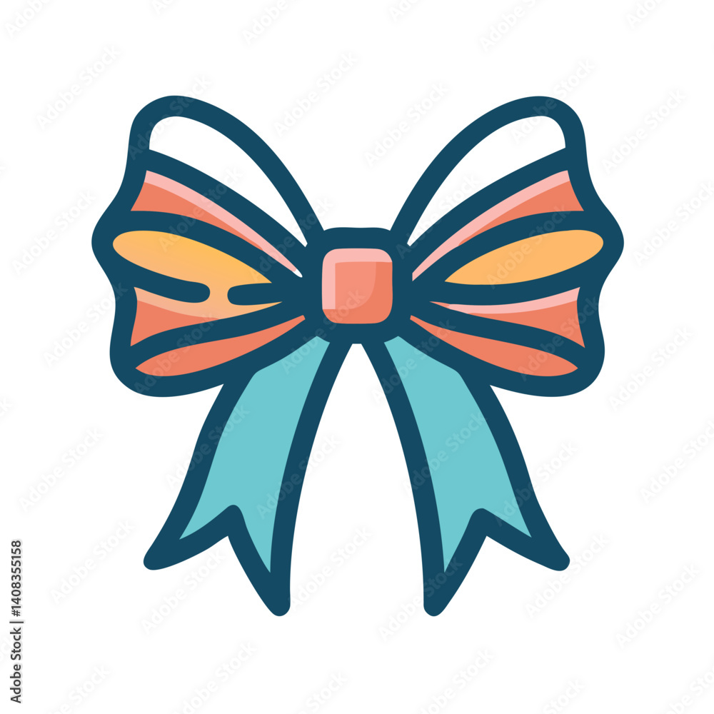 Fototapeta premium Decorative Ribbon Bow Icon Representing Gift Wrapping and Celebration