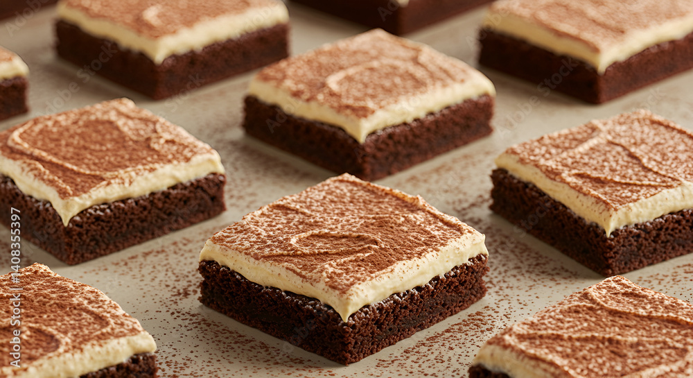 Delicious Chocolate Brownies With Cream Cheese Frosting Topped With Cocoa Powder Delicious Chocolate Brownies With Cream Cheese Frosting Topped With Cocoa Powder