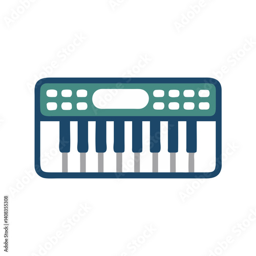 Digital Keyboard Icon Representing Electronic Music Instrument and Sound Production