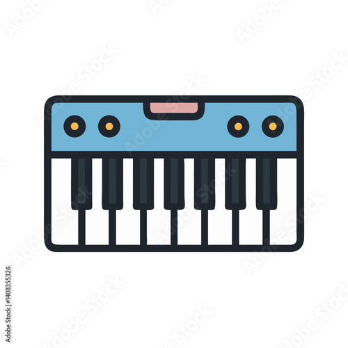 Digital Keyboard Icon Representing Electronic Music Instrument and Sound Production