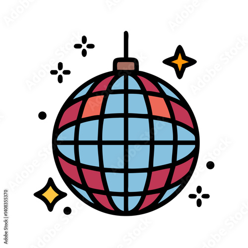 Disco Ball Icon Representing Dance Party Decoration and Retro Entertainment
