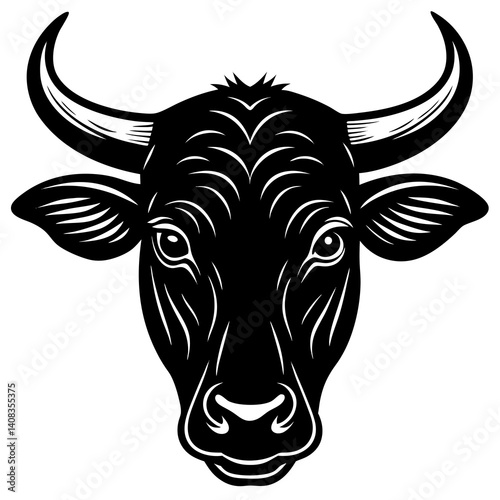 Ox Head Vector - Bold Animal Illustration for Graphic Design Projects