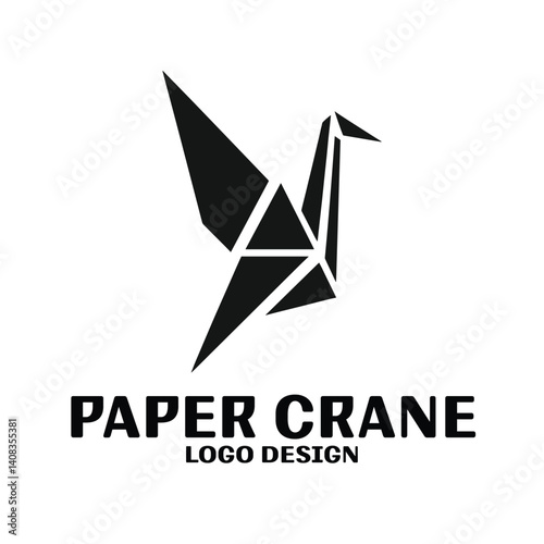 Paper Crane Vector Logo Design