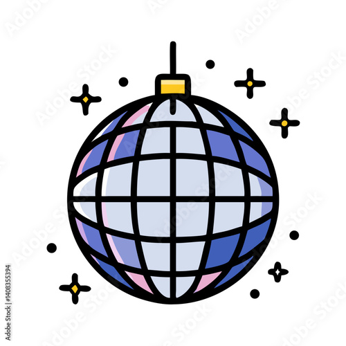 Disco Ball Icon Representing Dance Party Decoration and Retro Entertainment