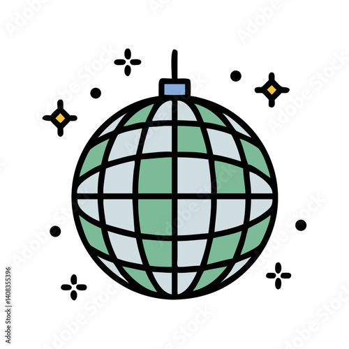 Disco Ball Icon Representing Dance Party Decoration and Retro Entertainment
