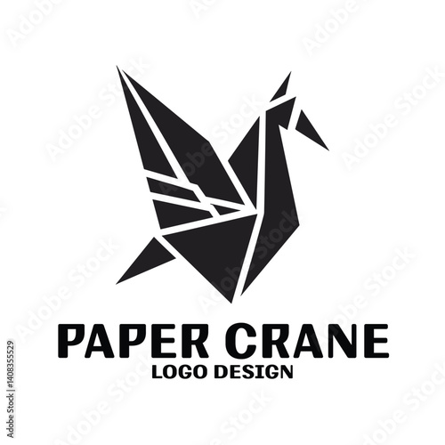 Paper Crane Vector Logo Design