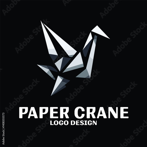 Paper Crane Vector Logo Design