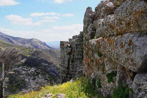 A ruined tower of the historic fortress of Fyli, on mount Parnitha, near Athens, where the democratic Athenians gathered to overthrow the 30 tyrants in 403 BCE