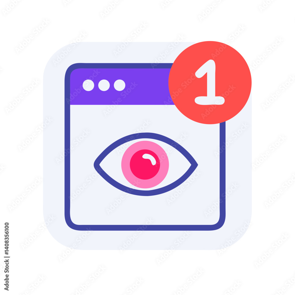 Eye Notification Icon Representing New Content Alert and Visibility Update