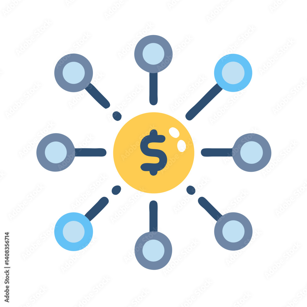 Finance Network Icon Representing Blockchain-Based Financial Systems Finance Network Icon Representing Blockchain-Based Financial Systems