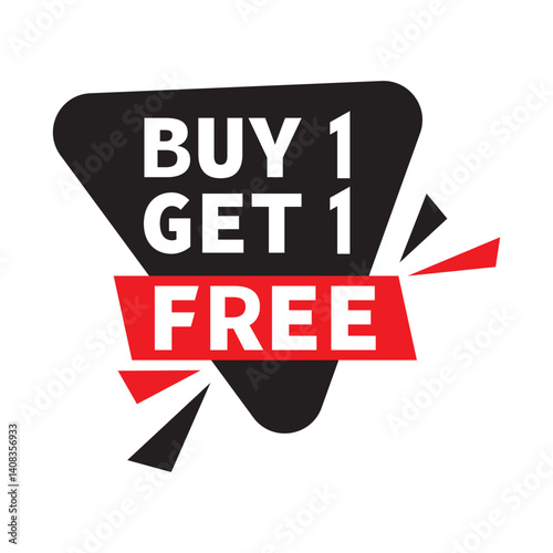 Buy 1 get 1 free vector template design icon. Buy one get one sticker, tag, banner, poster.