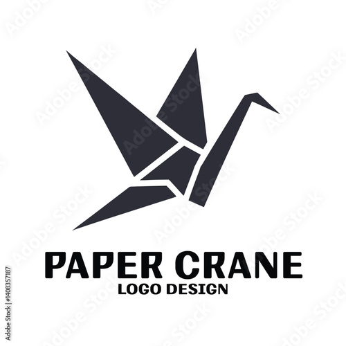 Paper Crane Vector Logo Design