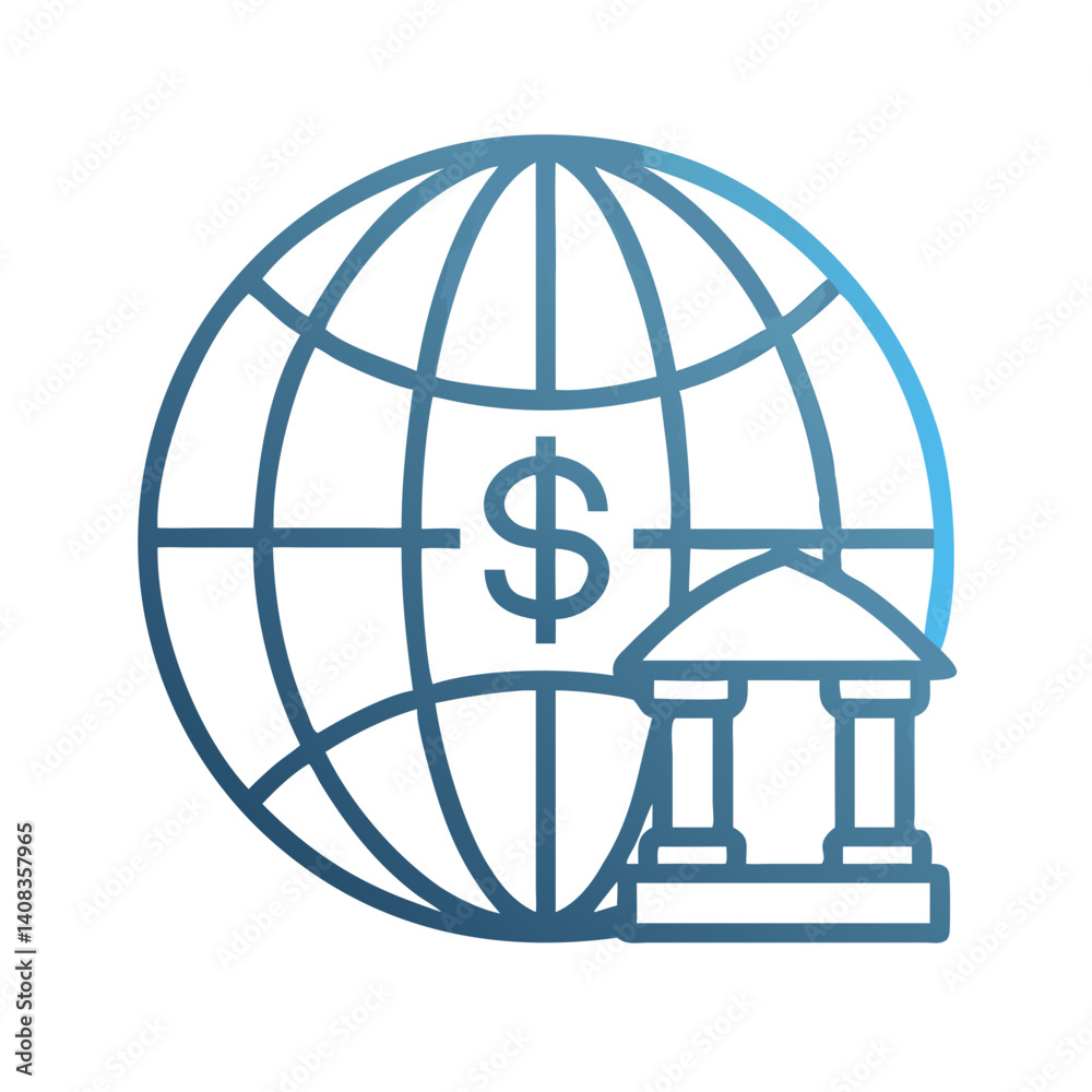 Global Banking Icon Representing International Financial Services and Digital Transactions Global Banking Icon Representing International Financial Services and Digital Transactions
