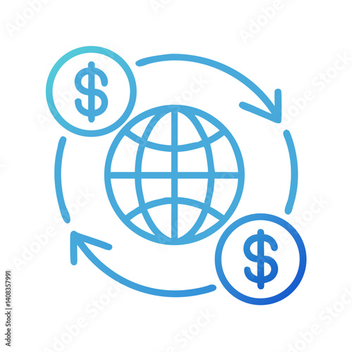 Global Money Transfer Icon Representing International Payments and Financial Exchange