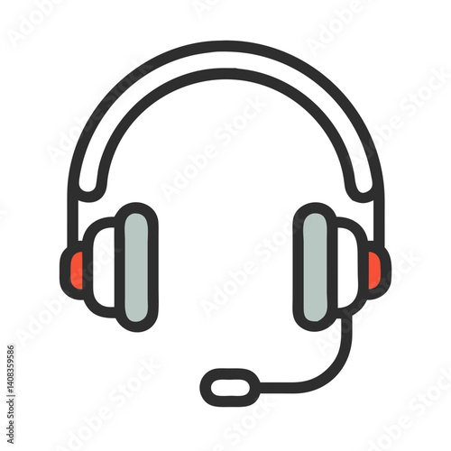 Headset with Microphone Icon Representing Audio Communication and Sound