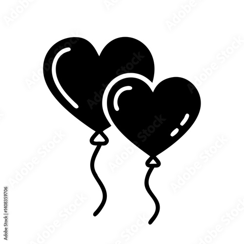 Heart-Shaped Balloons Icon Representing Romantic Celebration and Love