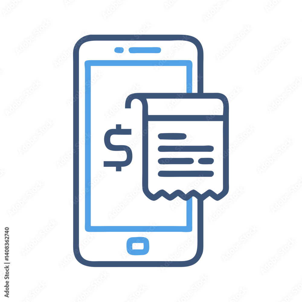 Mobile Phone with Receipt Icon Representing Digital Payment and Transaction Confirmation Mobile Phone with Receipt Icon Representing Digital Payment and Transaction Confirmation
