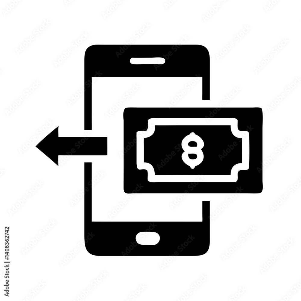 Mobile Phone with Payment Transfer Icon Representing Digital Transactions and Money Transfer Mobile Phone with Payment Transfer Icon Representing Digital Transactions and Money Transfer
