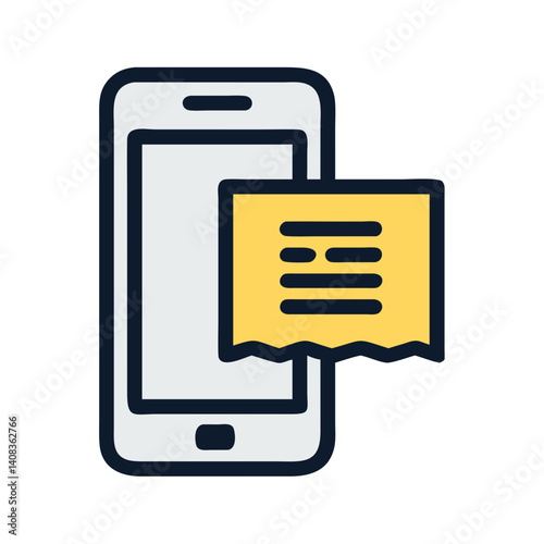 Mobile Phone with Receipt Icon Representing Digital Payment and Transaction Confirmation