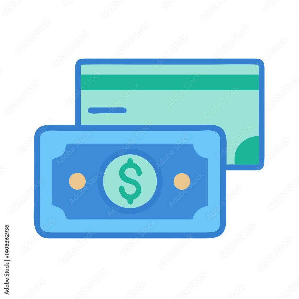Money with Credit Card Icon Representing Payment Methods and Financial Transactions Money with Credit Card Icon Representing Payment Methods and Financial Transactions