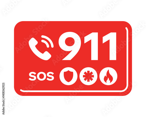 911 Emergency Call Sign – Immediate Safety Communication for Critical Situations – High-Quality Vector File