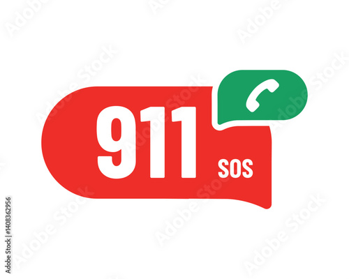 911 Emergency Call Sign – Urgent Contact Symbol for Immediate Safety Assistance  High-Quality Vector File