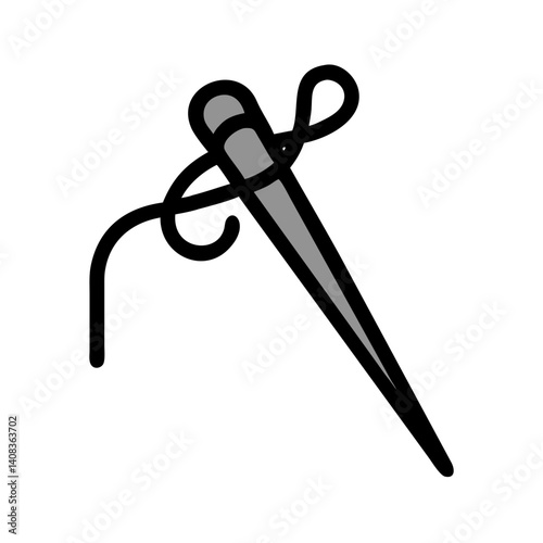 Needle with Thread Icon Representing Sewing and Textile Crafting