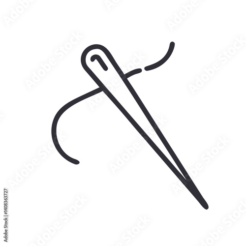 Needle with Thread Icon Representing Sewing and Textile Crafting
