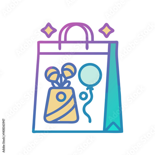 Party Gift Bag Icon Representing Event Goodie Bag and Celebration Favor