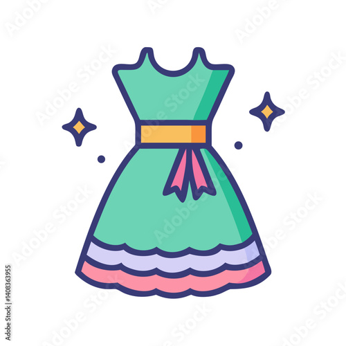 Party Dress Icon Representing Celebration Outfit and Festive Attire