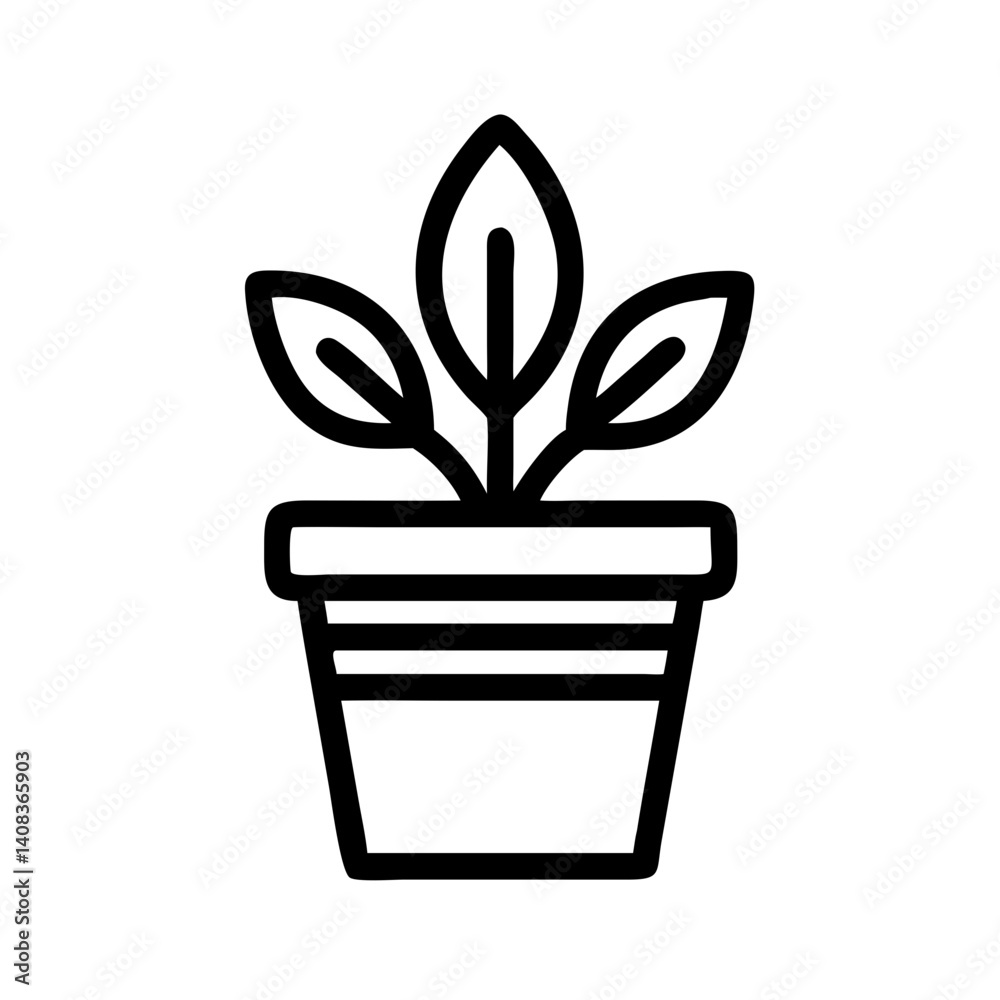 Potted Plant Icon Representing Indoor Gardening and Home Decoration Potted Plant Icon Representing Indoor Gardening and Home Decoration