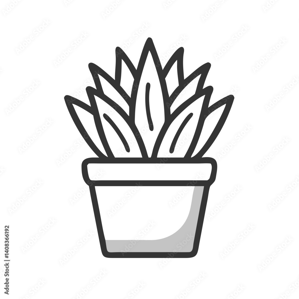 Potted Succulent Plant Icon Representing Low Maintenance Gardening and Indoor Decor Potted Succulent Plant Icon Representing Low Maintenance Gardening and Indoor Decor