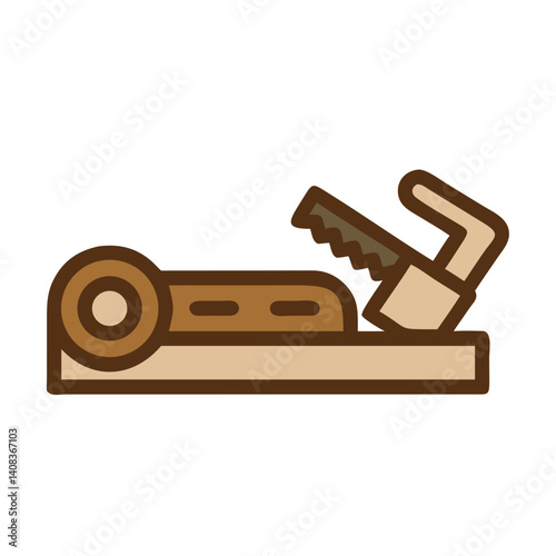 Sawing Wood Icon Representing Carpentry and Woodworking