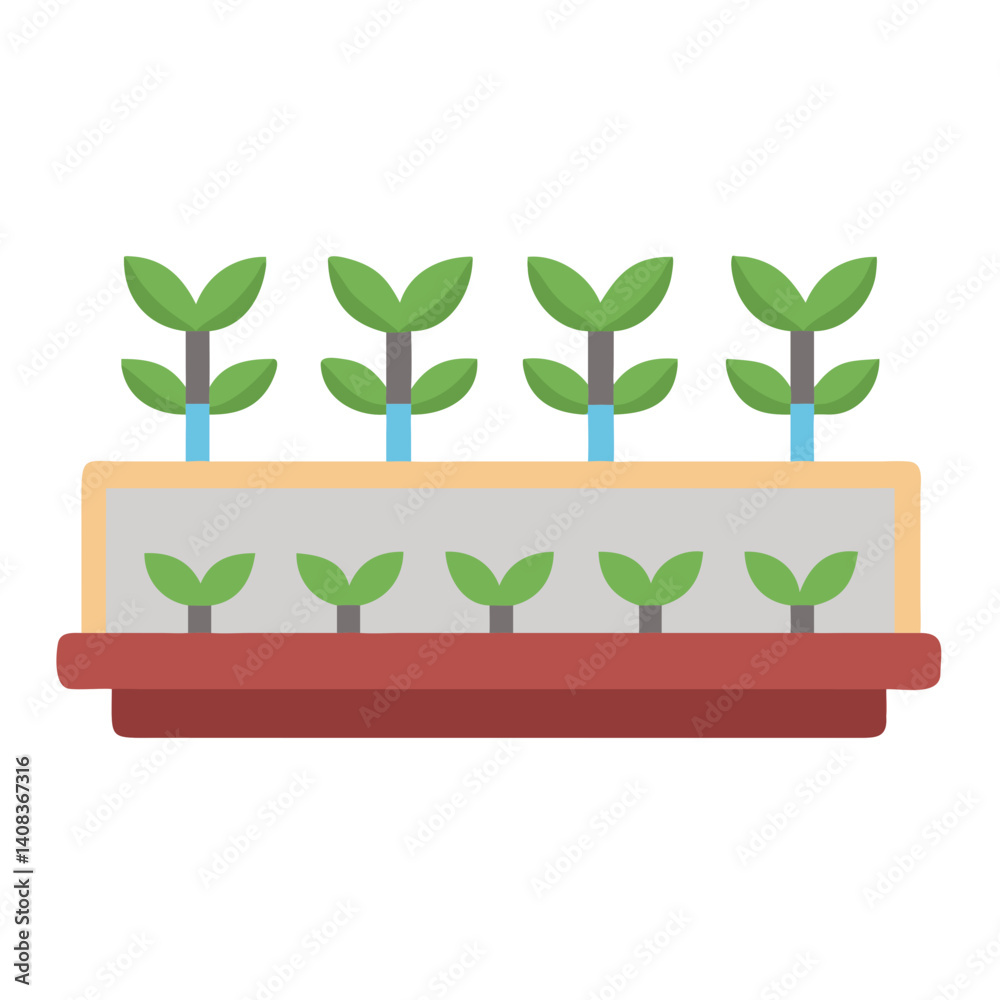 Seedlings in Tray Icon Representing Nursery and Plant Propagation Seedlings in Tray Icon Representing Nursery and Plant Propagation