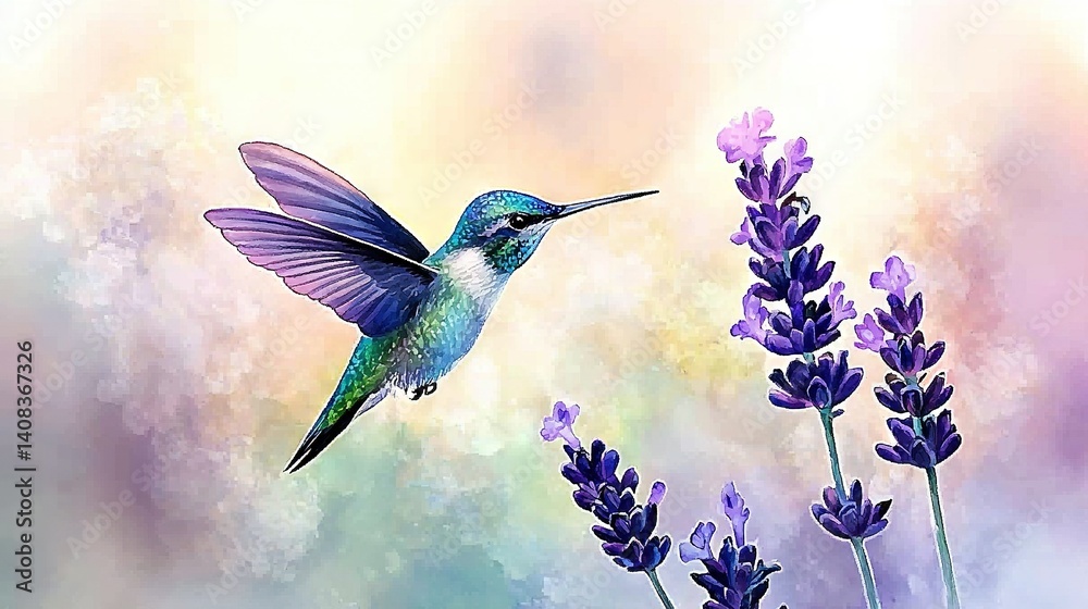 Naklejka premium A Blurred Sky and Purple Flower