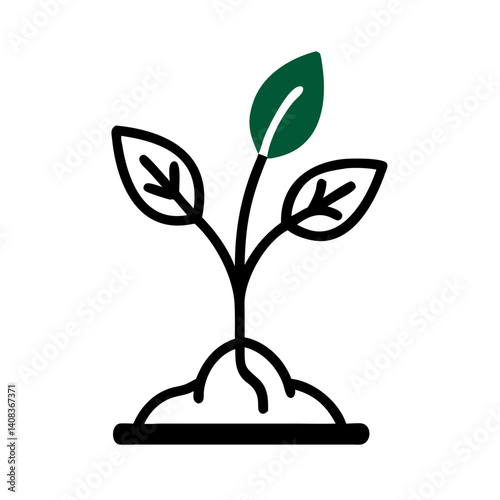 Seedling Sprout Icon Representing New Plant Growth and Environmental Development