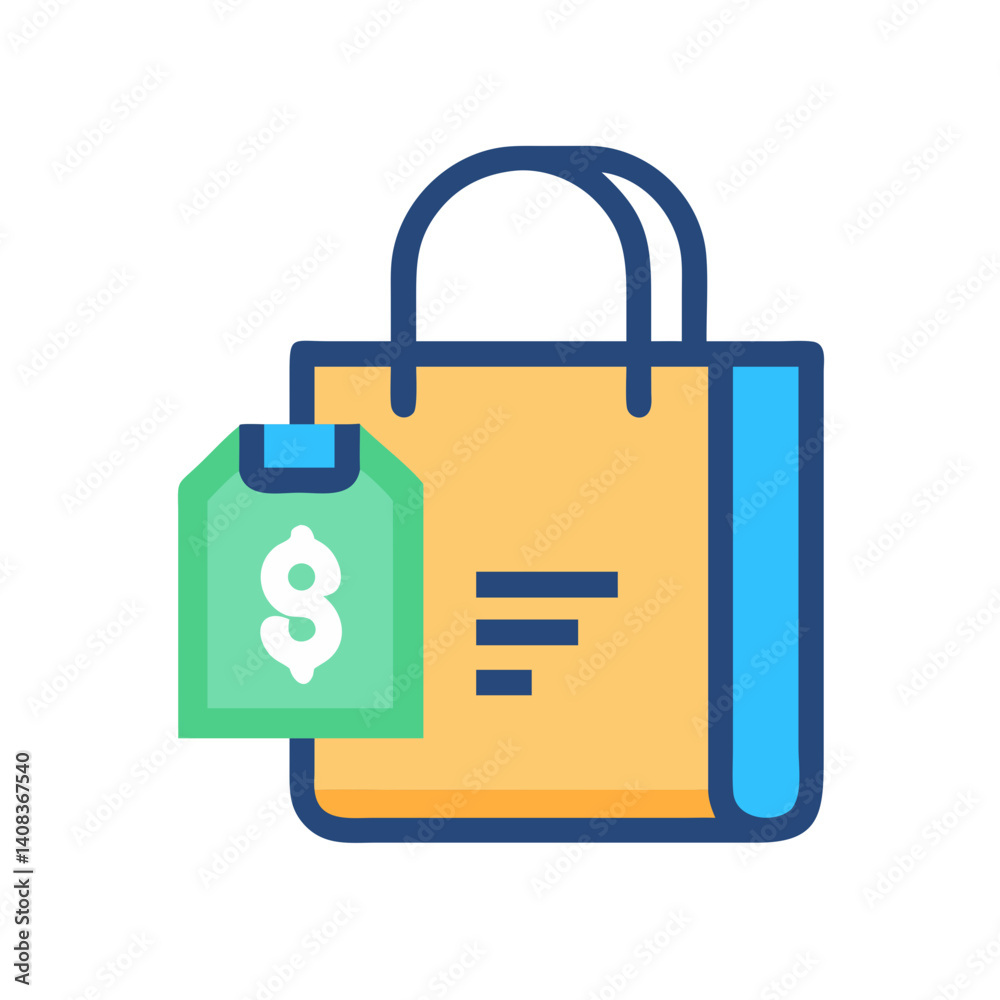 Shopping Bag with Payment Icon Representing E-Commerce and Online Purchase Shopping Bag with Payment Icon Representing E-Commerce and Online Purchase