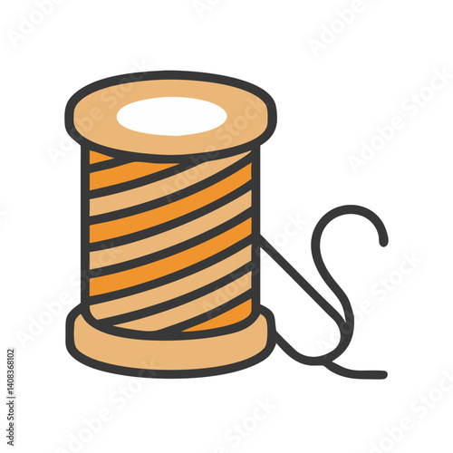 Spool of Thread Icon Representing Sewing Supplies and Textile Crafting