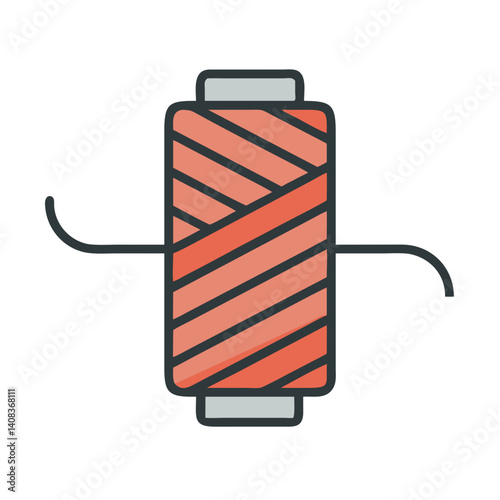 Spool of Thread Icon Representing Sewing Supplies and Textile Crafting