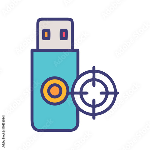 USB Drive with Target Icon Representing Secure Data Storage and Encrypted Transfer